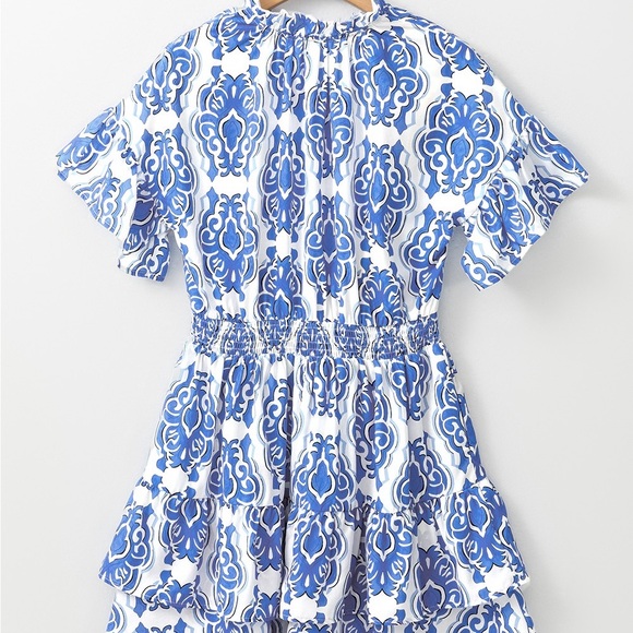 Ashleigh Blue Vintage Floral Print Wide
Ruffled Sleeve Dress Bohemian Mini - Picture 12 of 15